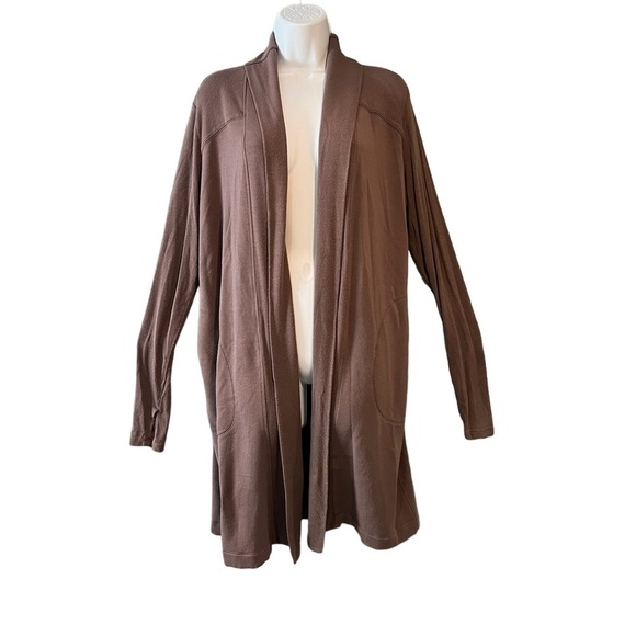 ATHLETA Cozy Soft Canopy Wrap in Nirvana Mineral Brown Cardigan Small - Picture 3 of 12